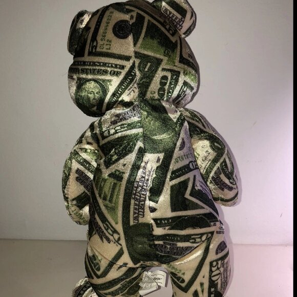 Nanco American Dollar Bear Plush USA Money Velvet Stuffed Toy 2007 Six flags - Picture 3 of 6